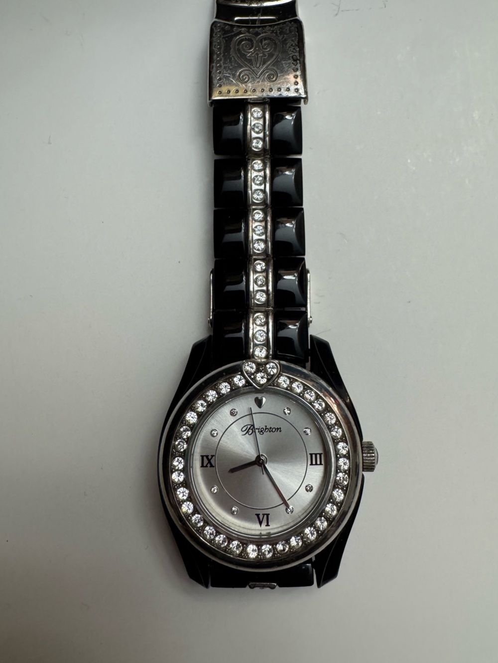 Brighton Black Bracelet Watch with Crystal Accents